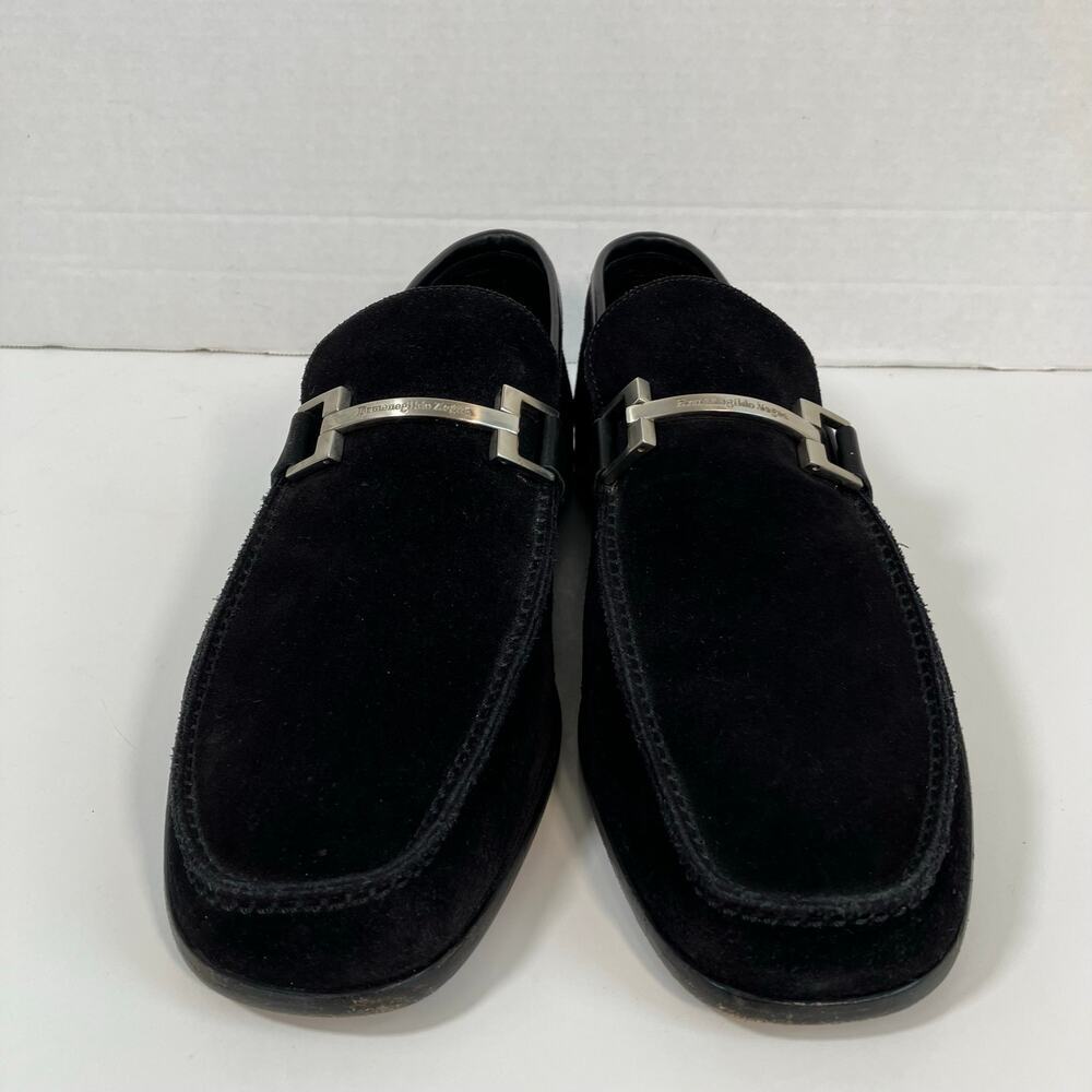 Ermenegildo Zegna Men’s 8.5 Black Suede Slip-On Horsebit Loafers Italian Made - Picture 4 of 16
